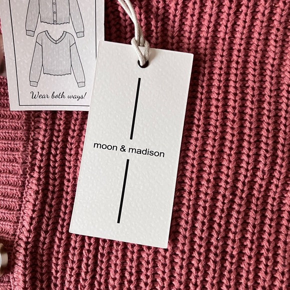 Francesca’s moon & madison Frayed Hem Reversible Pink Cotton Cardigan sz S - Picture 7 of 12